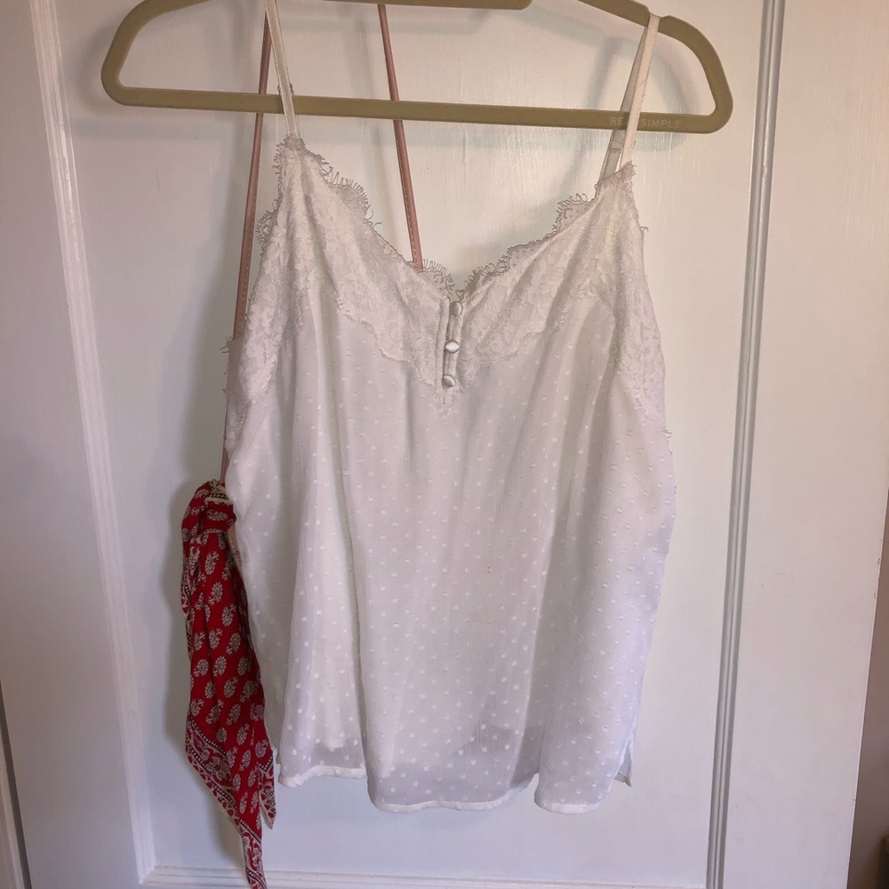 a&f lacey white tank top